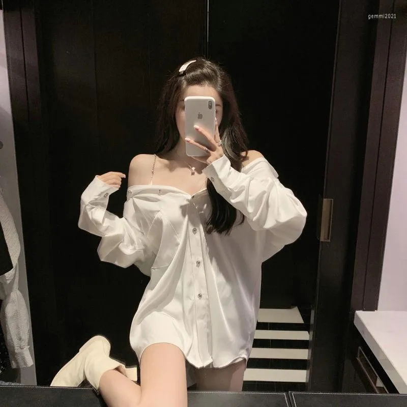 Off Shoulder White Chiffon Blouse With Chain For Women Button Up Long Sleeve Perfect For Office And Casual Wear From Gemmi2021 15.9 DHgate.Com