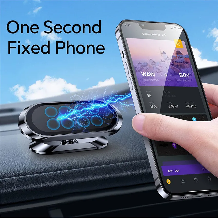 Staffa per telefono pieghevole per auto magnetica girevole in auto per iPhone Supporto per telefono Samsung Xiaomi Magnet Supporto per smartphone GPS