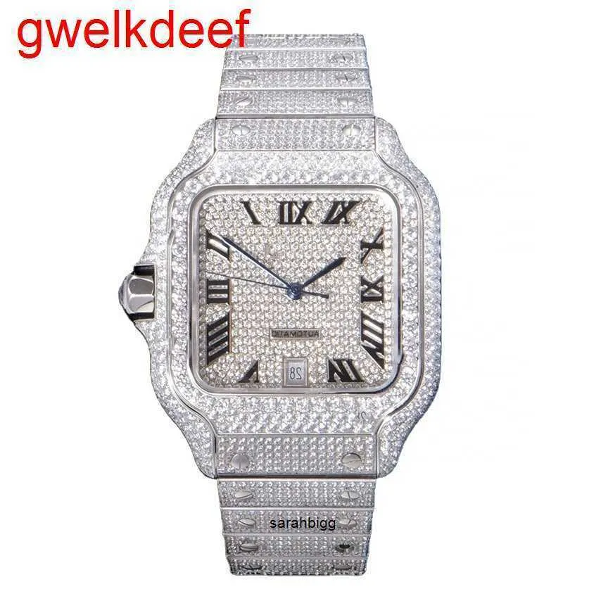 Armbandsur Luxury Custom Bling Iced Out Watches White Gold Plated Moiss Anite Diamond Watchess 5a High Quality Replication Mechanical i5x8 RIG4