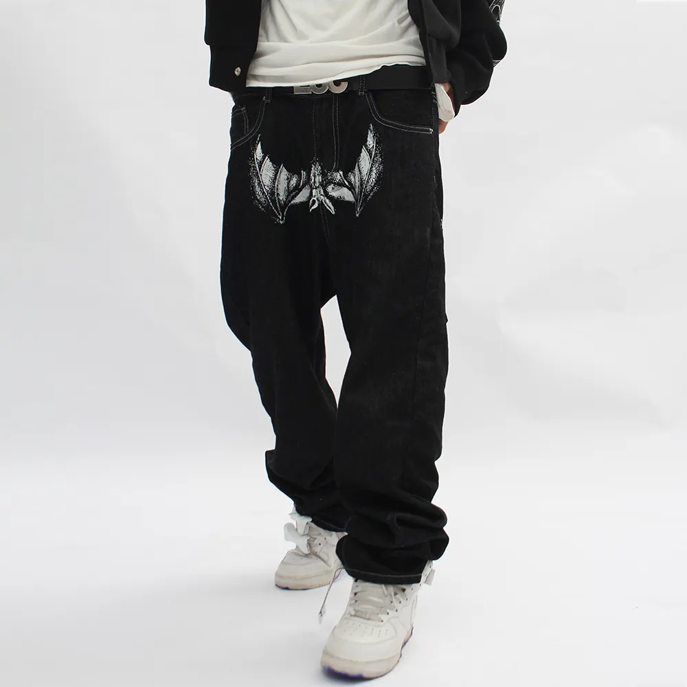 Mens Black Straight Face Washed Baggy Badfriend Jeans With