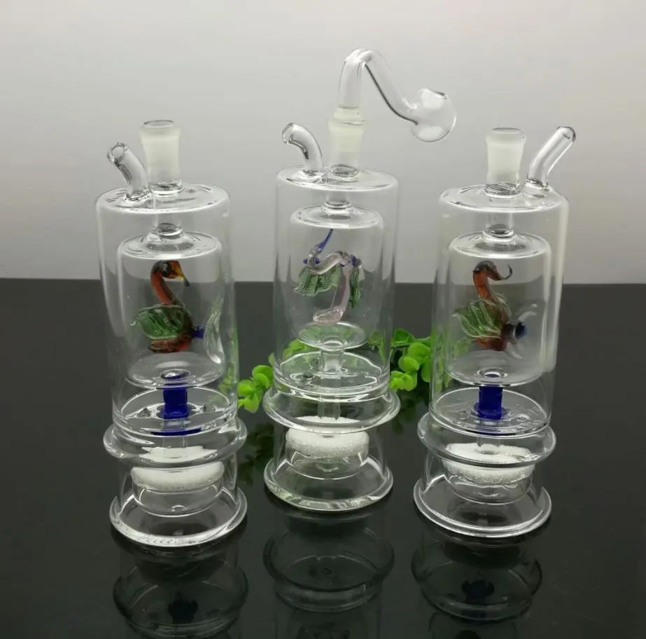 Rookpijpen AEECSSORIES GLASS HUWELAGS Bongs Classic Duck Double Layer Partitie Glas stille filter Water Rookfles