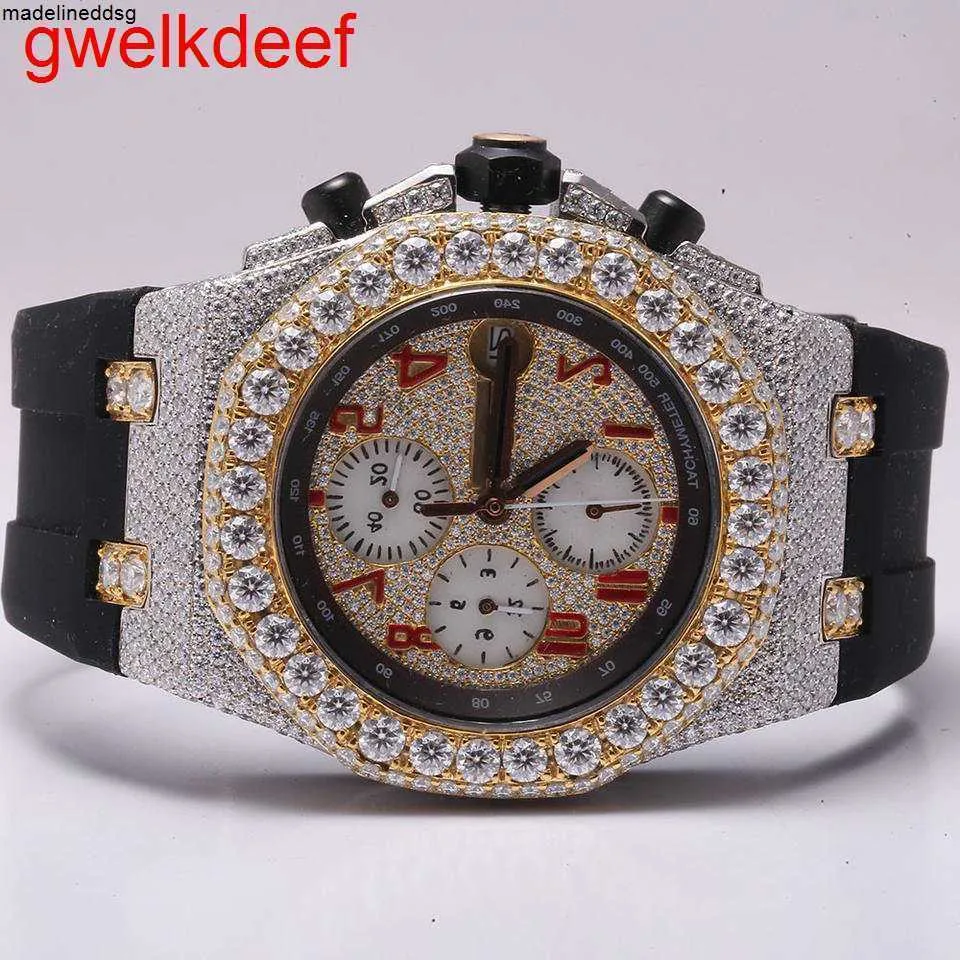 Polshorloges luxe op maat gemaakte bling iced out -horloges wit goud vergulde Moiss Anite Diamond Watchess 5A Hoge kwaliteit Replicatie Mechanische DFMF 24YH 24YH