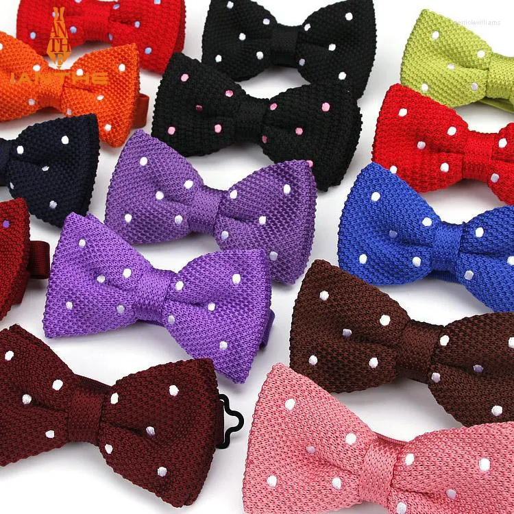 Bow Ties Örme Mens Tie Erkekler eğlence Polka Dotlar Düğün Partisi Çizgili Bordo Burgundy Burtterfly Bowtie