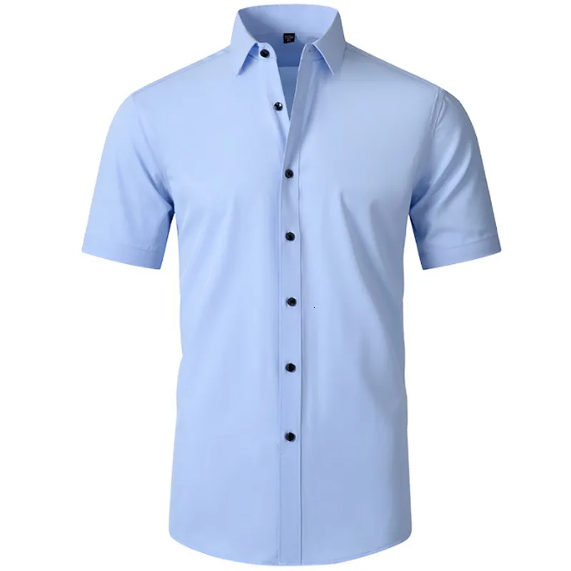 Camisas casuais masculinas 6xl primavera e outono camisa masculina moda sem ferro equipado com luxo mangas grandes mangas grandes elásticas negócios casual versátil 230504