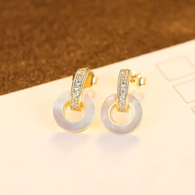 Boucles d'oreilles de luxe rétro palais coquille cercle femmes marque de mode brillant Zircon s925 boucles d'oreilles en argent femme charmante boucles d'oreilles bijoux de fête de mariage cadeau haut de gamme