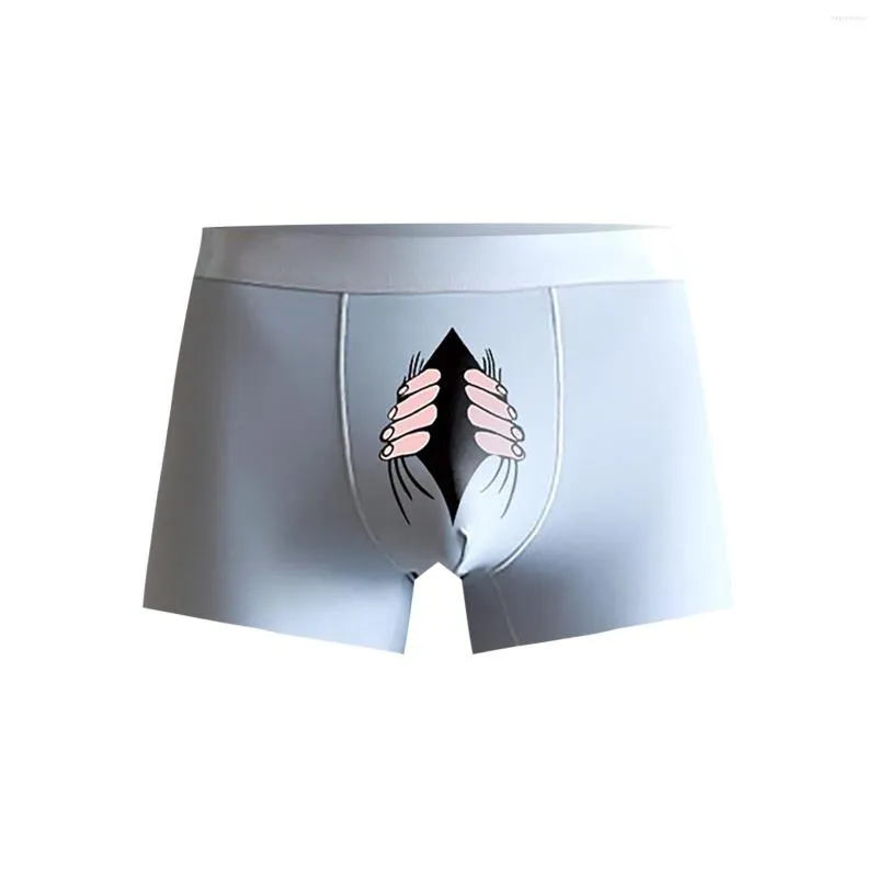 Caleçon hommes hommes Boxer main impression 3d boxeurs dessin animé drôle culotte sous-vêtements imprimés Lingerie Hombre poche de renflement cadeau U