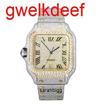 Нарученные часы роскошные индивидуальные колючие часы с белым золотом, покрытые Moiss Anite Diamond Watchess 5a Высококачественная репликация механическая kljr yoo2