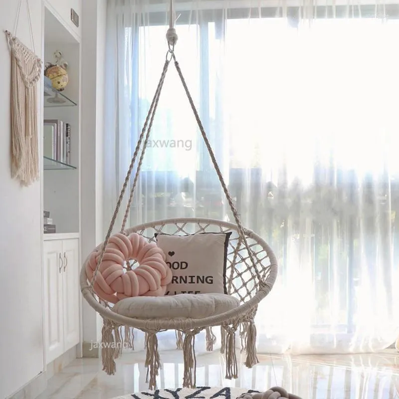 Round macrame swing store