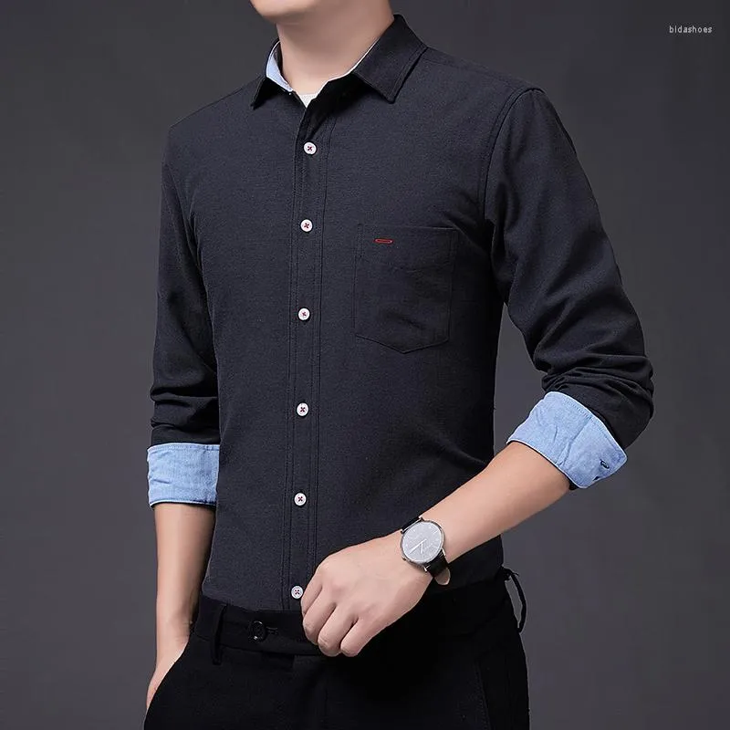 Solid Cotton Slim Mens Casual Shirt