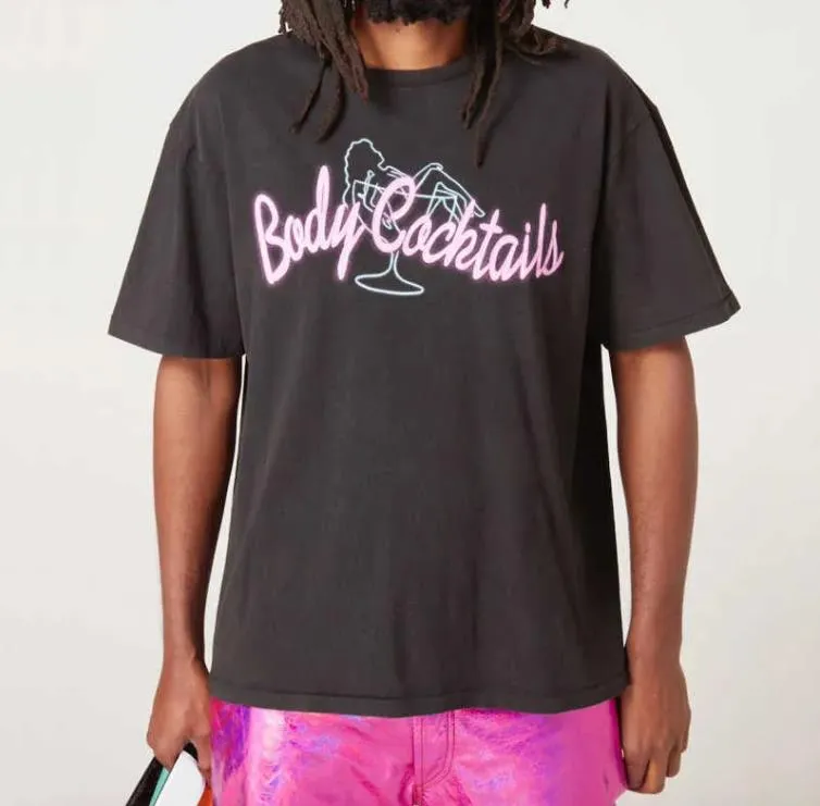 BODY COCKTAILS Bedrucktes T-Shirt Mode T-Shirt Kurzarm Herren Damen Sommer Casual Hip Hop T-Shirt