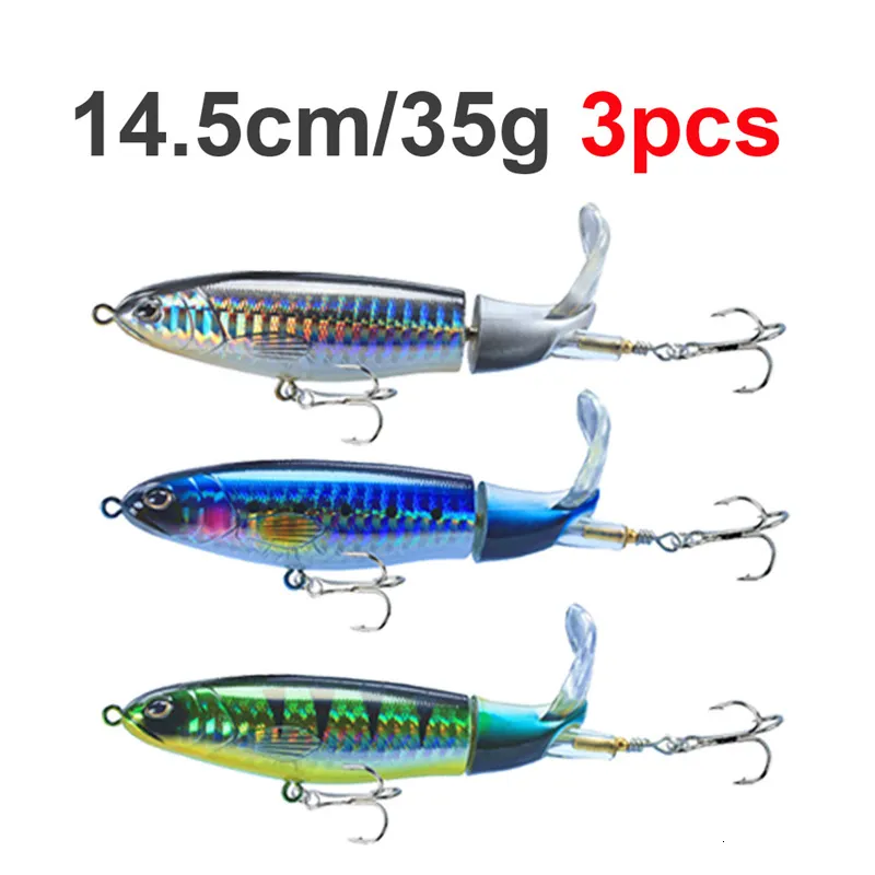 Topwater Artificial Fishing Lures With Spinning Tail And Popper