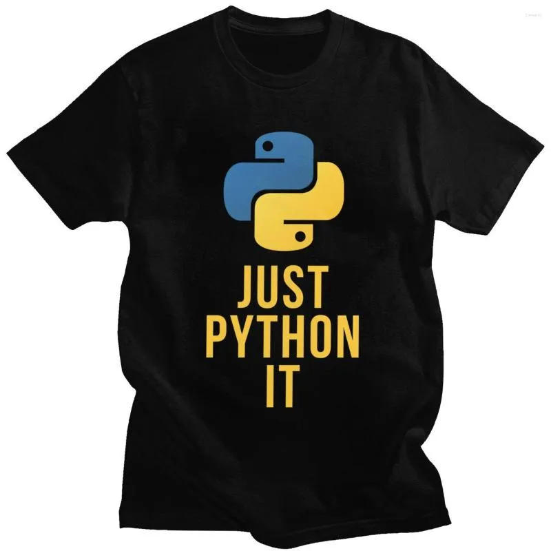 Men's T Shirts Funny Inspiration Just Python It Shirt Short Sleeve Cotton Developer T-shirt Programing Language Code Coder Tee Top