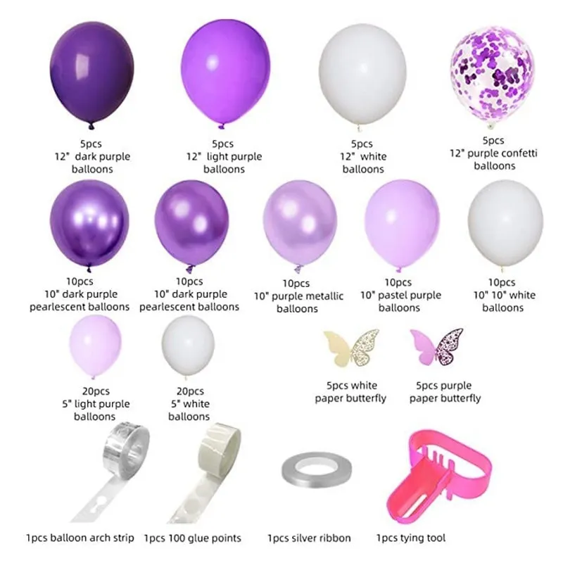 cadre d'anniversaire avec un ensemble de ballons violets roses
