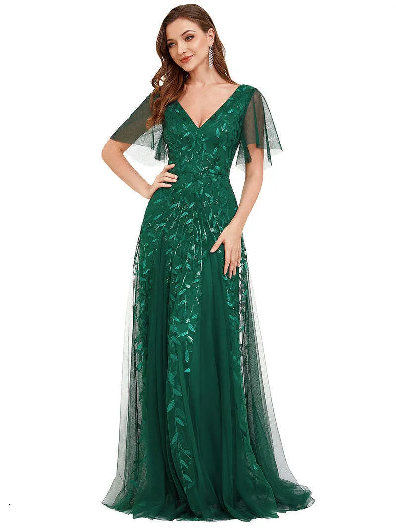 Dark Green V Neck A Line Long Evening Dress For Women From Kong04, $97.64 |  DHgate.Com
