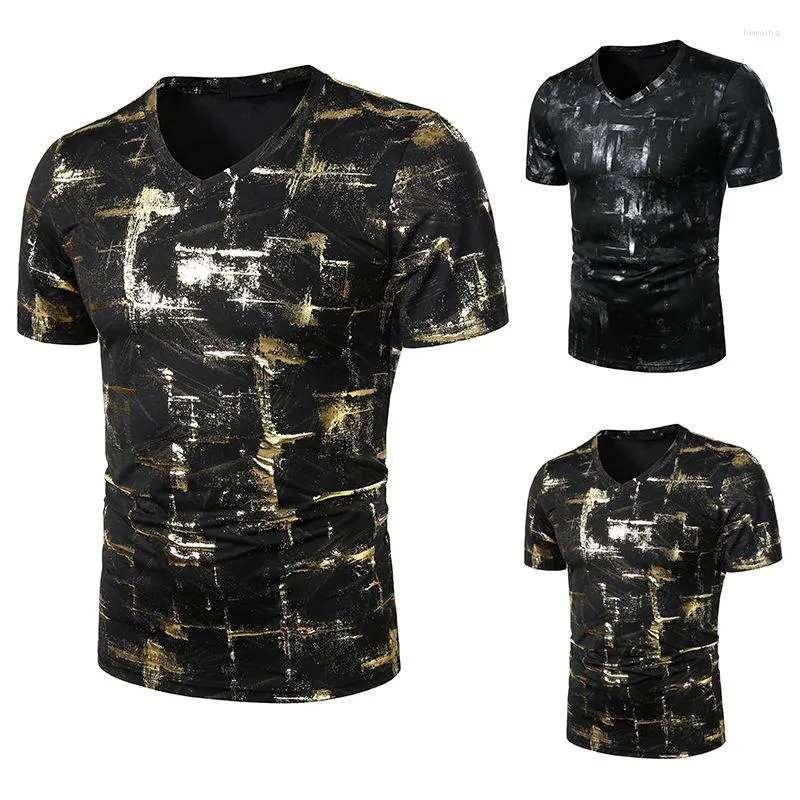 T-shirts pour hommes été discothèque bar mode décontracté bronzant imprimé T-shirt à manches courtes H21