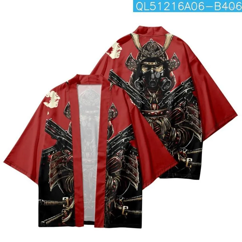 Roupas étnicas harajuku streetwear cosplay kimono verão homens japoneses desenhos animados tradicionais samurai cardigan haori mulheres camisas vermelhas