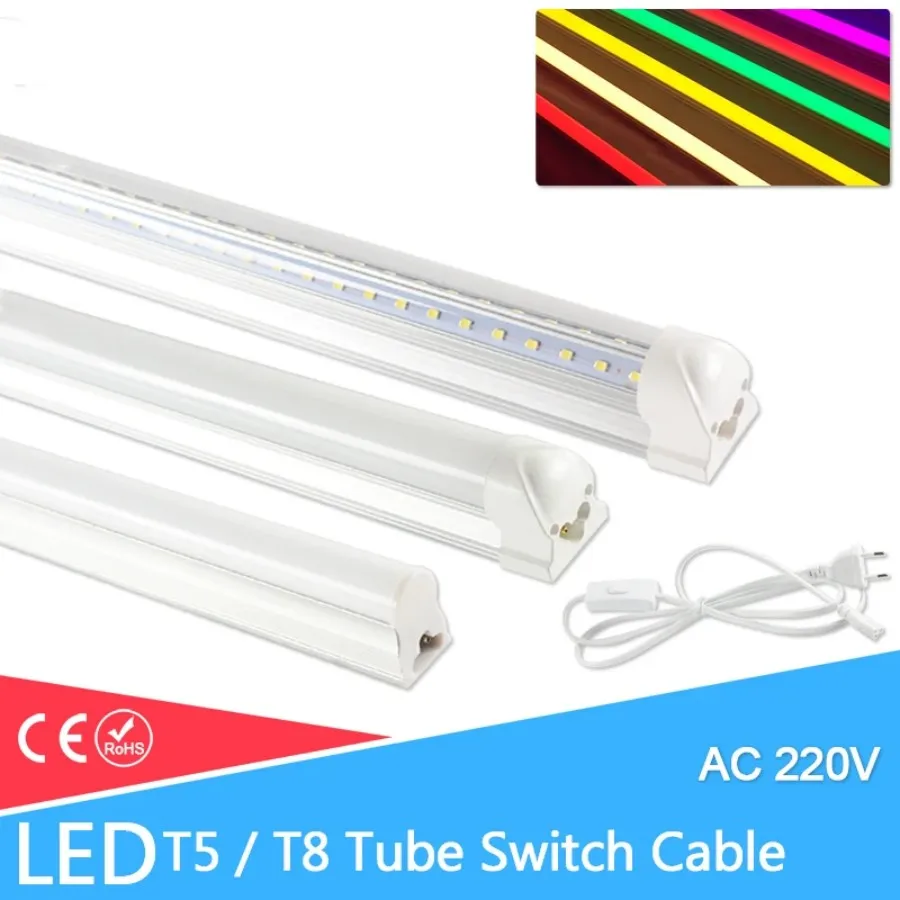 2st LED Tube T5 T8 LED Integrerad rör LED -lampa 6W 10W 20W AC110V 220V 240V 60cm 1ft 2ft Super Bright LED Fluorescerande Lamp Ampoule