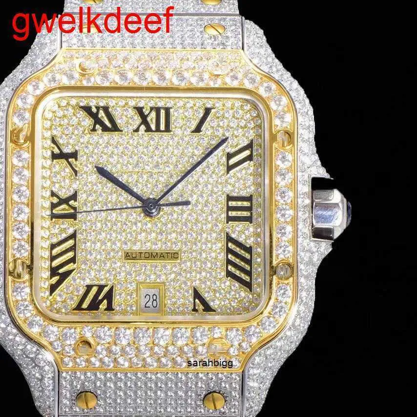 Armbandsur Luxury Custom Bling Iced Out Watches White Gold Plated Moiss Anite Diamond Watchess 5A High Quality Replication Mechanical Q9TR J3U5