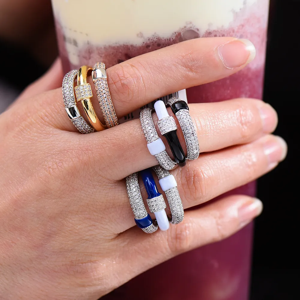 Band Rings GODKI Trendy 3 Bands Mix Big Bold Statement For Women