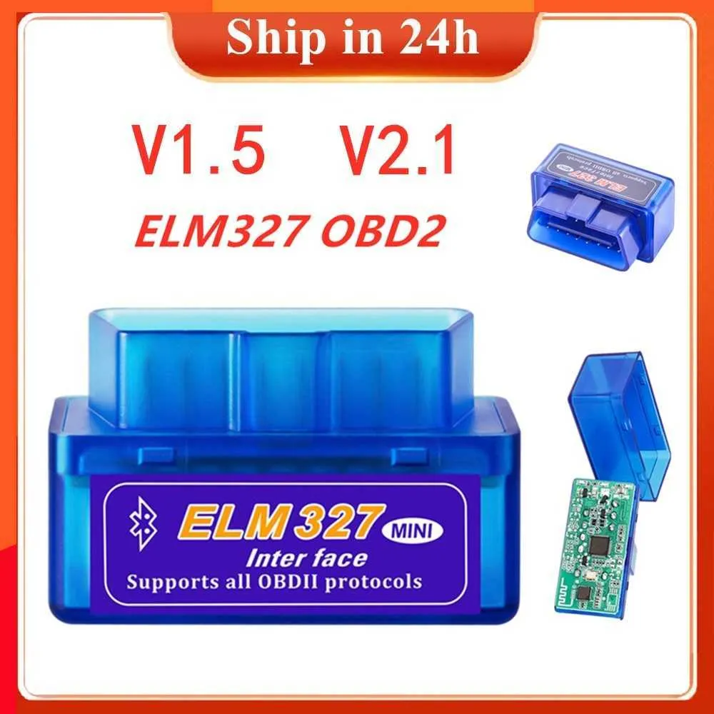 Nouveau Mini ELM327 OBD V1.5 V2.1 OBD2 Scanner de voiture Bluetooth comparable OBDII 2 outil de diagnostic de masquage de voiture Système Android Windows Symbian