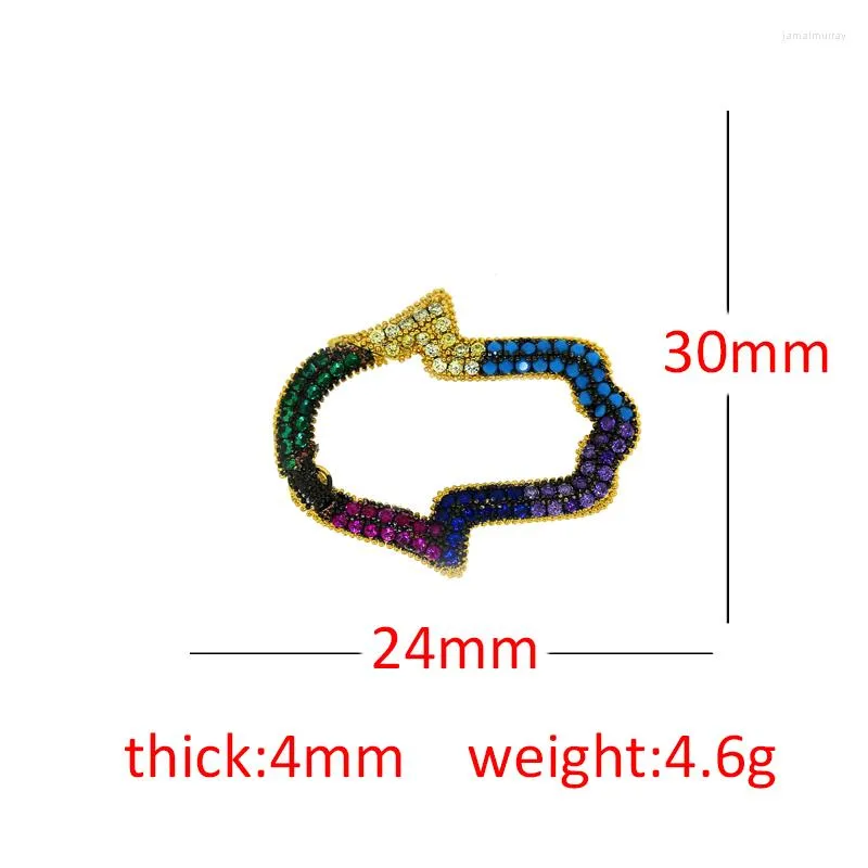 Charms 3st Gold Copper Micro-Color Zircon Geometry Heart Charm Buckle Pendant Trend för att göra DIY smycken halsband grossist