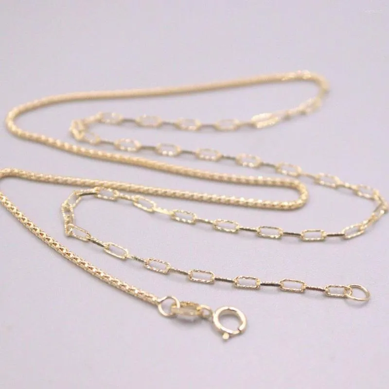 Kedjor Pure Real 18K Yellow Gold Necklace Women 1,9mm AB Design Popcorn Link Cable Chain 45cm Längd Stämpel AU750