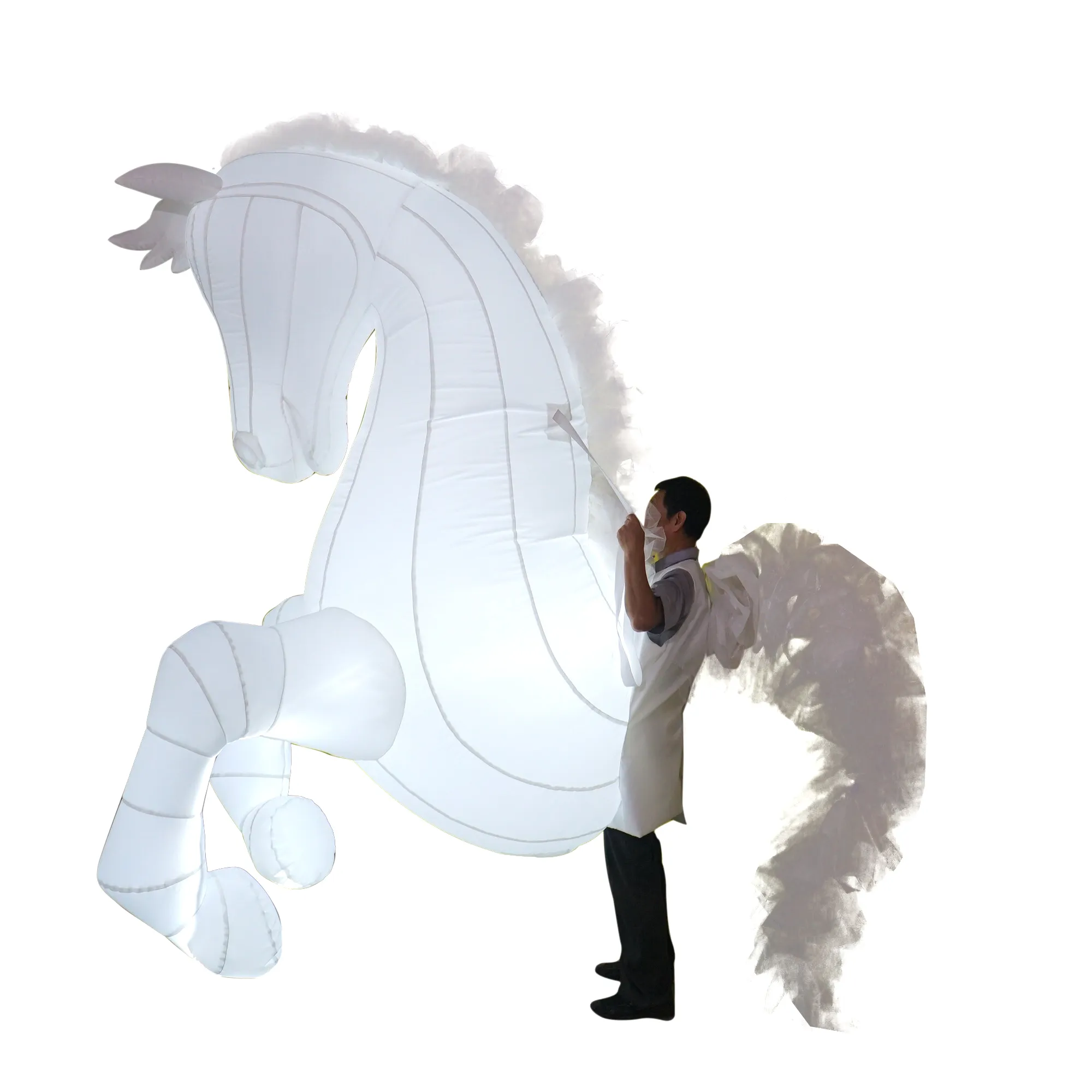 Set 3 Cavalli Gonfiabili Per Bambini, Bastoncini Giocattolo In PVC, 95 Cm, Per Feste A Tema E Carnevale, Rosso E Cachi - 2