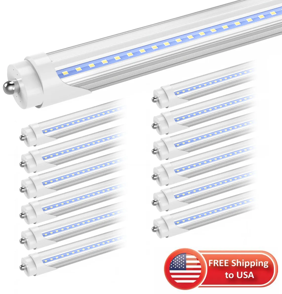 أنابيب LED 8 قدم واحد دبوس FA8 T8 أنابيب LED 45W 4800LM مصابيح أنبوب الفلورسنت LED 85-265V + مخزون في الولايات المتحدة الأمريكية