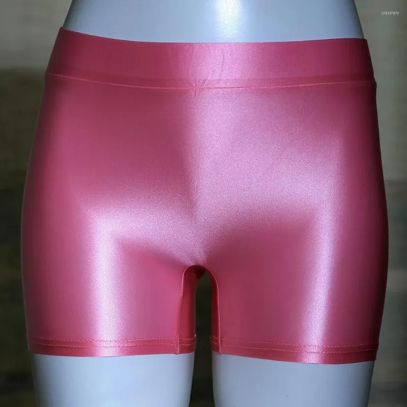 Shorts femininos brilhantes veja através de mulheres homens de roupa íntima calcinha de boxer masculina masculina