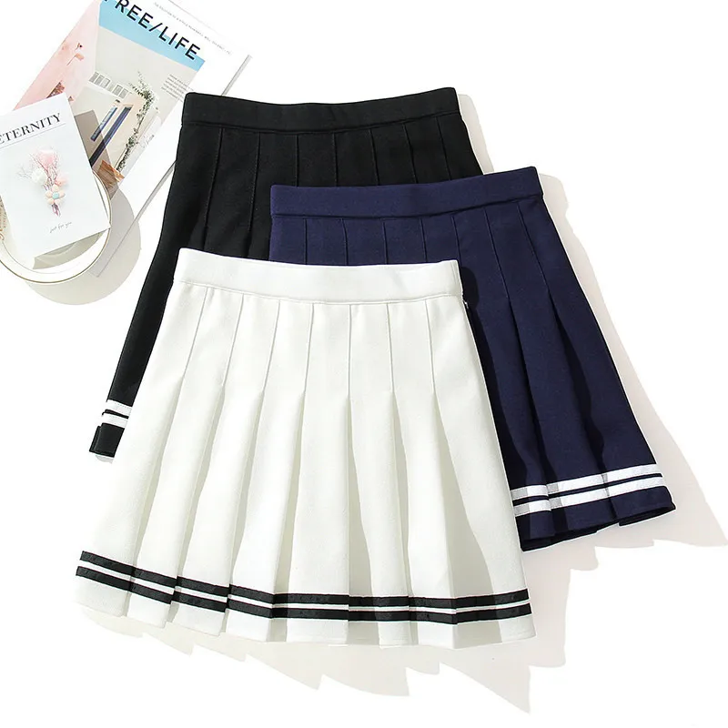 Skirts HighWaisted Skirt Elastic Pink Fairy Grunge Black Mini Pleated Skirt Woman Fashion Summer Clothes School Girl Uniform 230504