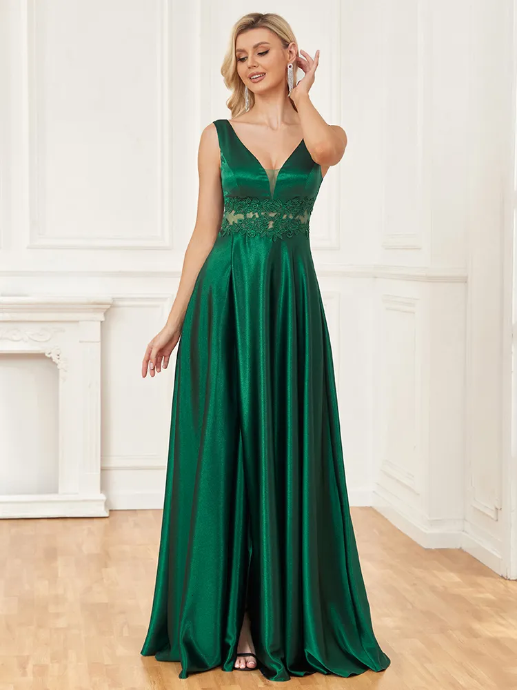 Emerald Green Satin V Neck Mermaid Evening Dress ... From Kong04, $123.6 |  DHgate.Com