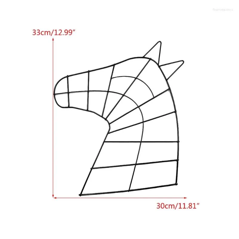 装飾的な花金属馬の形ワイヤーフラワーリースアイアンリングマクラメループフローラルフレームDIYクラフトバレンタインデーデコレーション