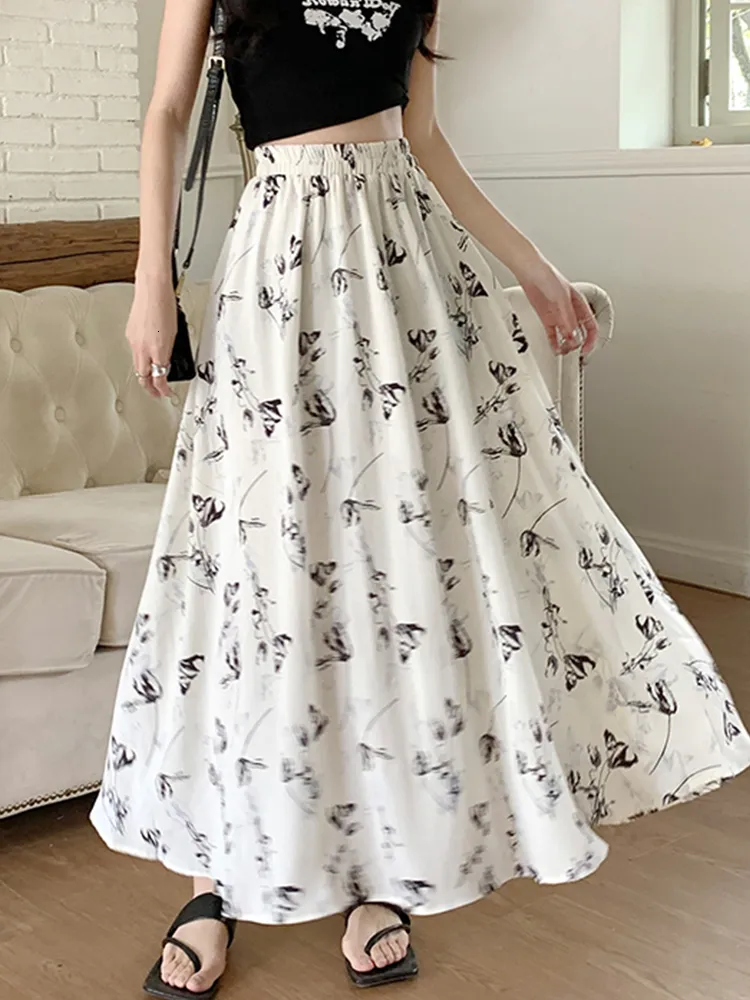 Elegant long chiffon 2025 maxi skirt