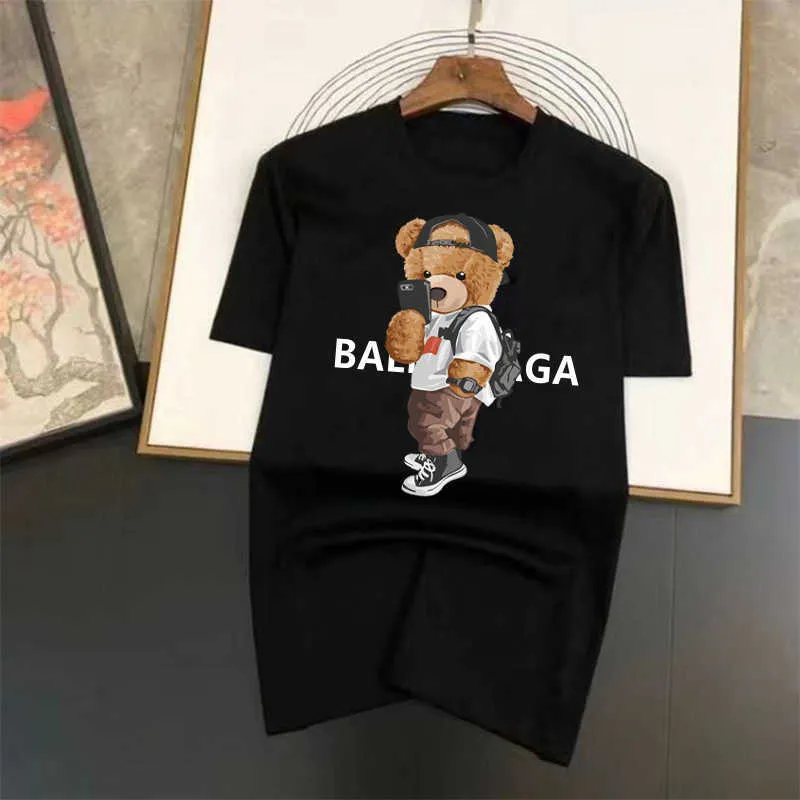 【CPGN STUDIO】25SS★ DTP TEDDY BUDDY Short Sleeve Tee Breathable Cotton Teddy Bear Print Bear T Shirt For Women