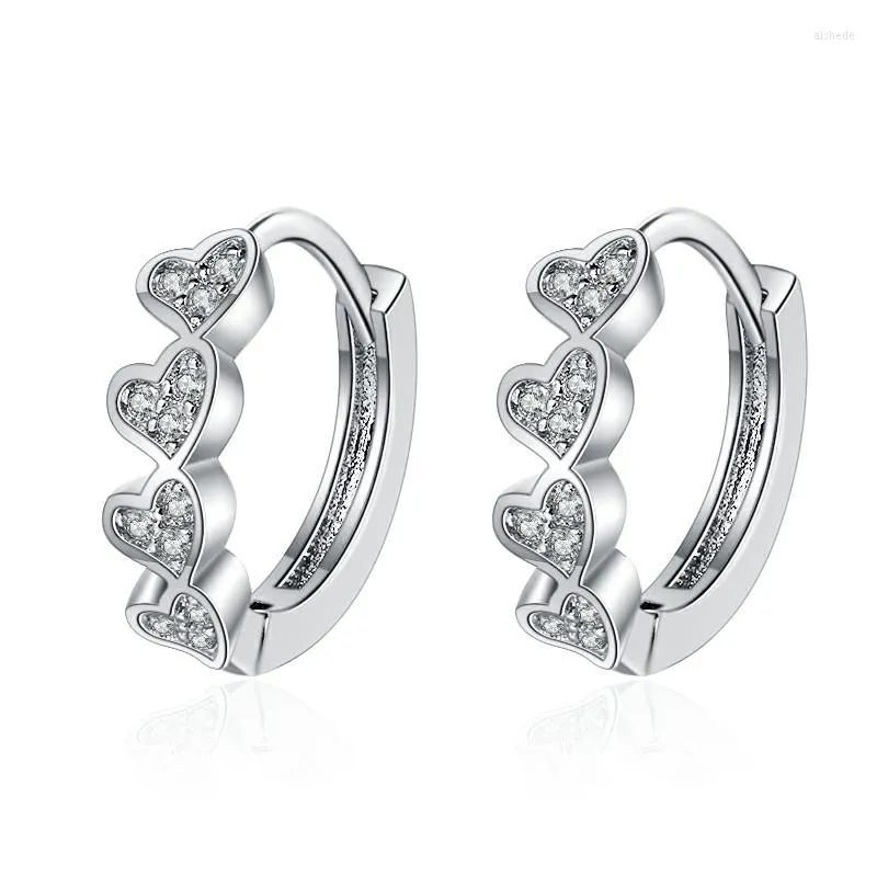 Boucles d'oreilles créoles couleur argent tempérament amour coeur Zircon boucle d'oreille pour femmes filles mode charme créatif exquis bijoux Brinco Couple