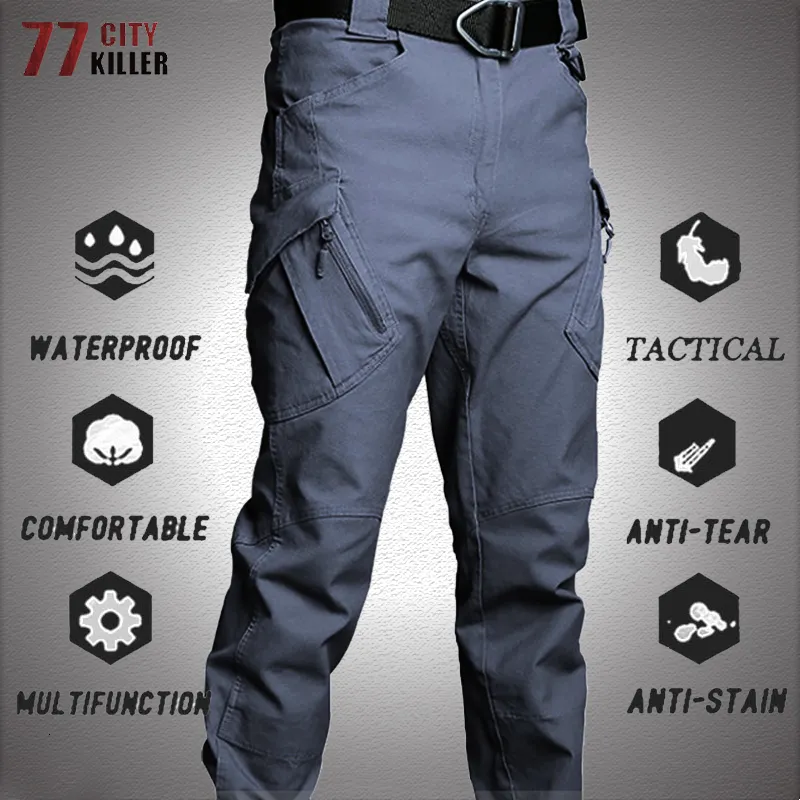 Mensbyxor Taktiska män Big Size 6xl Swat Combat Army Work Trousers Male MultiCocket Militär Vattentät slitstyrka Last Jogger 230504