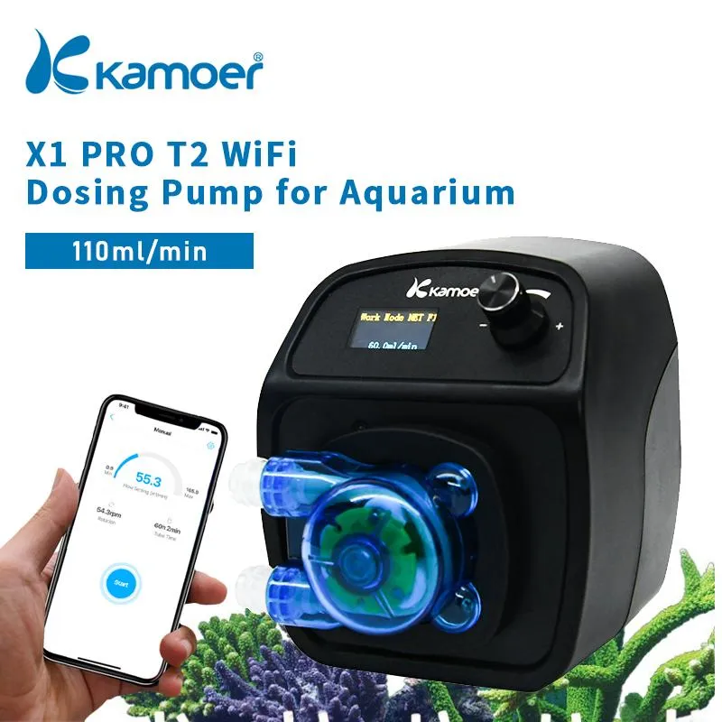 Pompe Kamoer 110ml/Min X1 PRO T2 WiFi Pompa dosatrice con pompa peristaltica KPAS100 per acquario che supporta il controllo iOS e Android