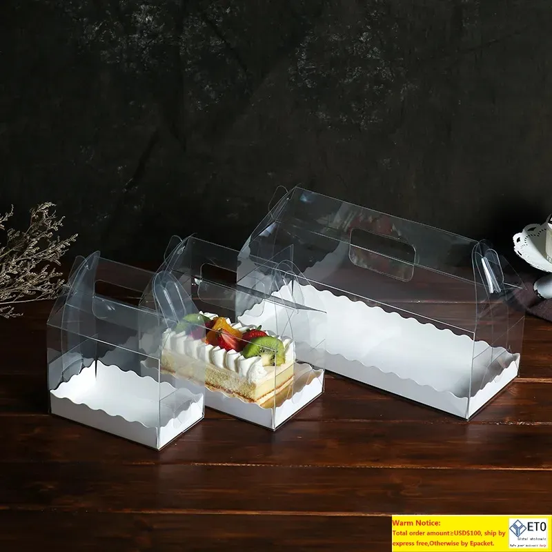 Geschenkwikkeling Transparante cake roll verpakking doos Eco -vriendelijk huisdier plastic Zwitserse rollen Hand vastgehouden Food Conainer 2WK3 E1