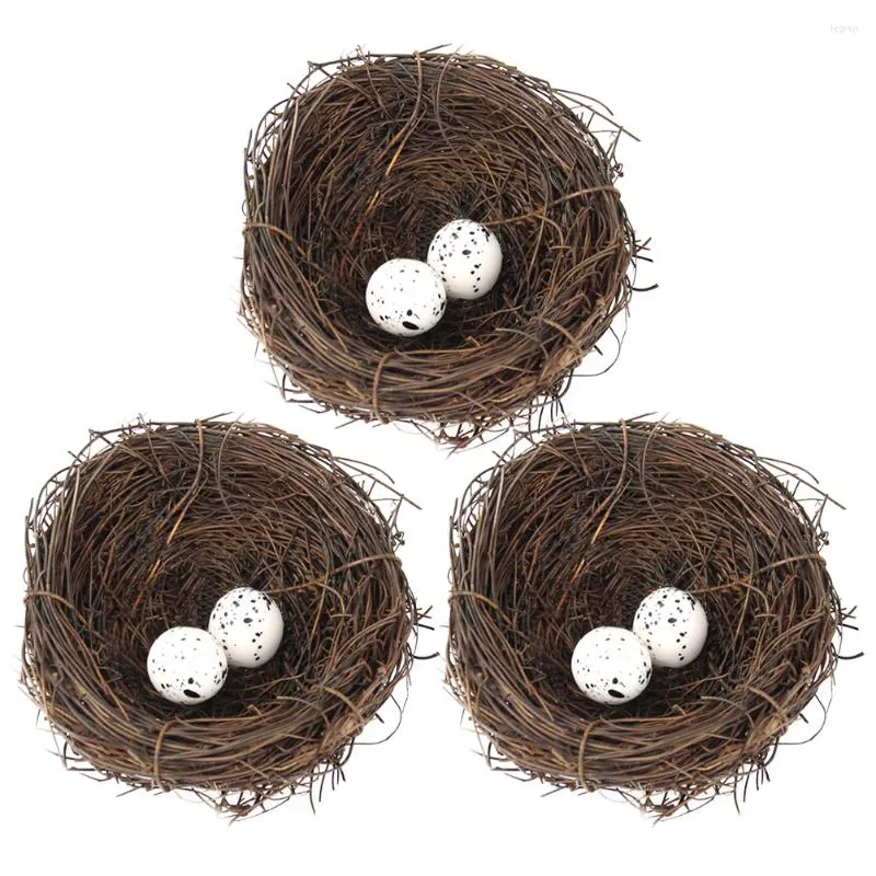 Décoration de fête 3 ensembles artisanat nids d'oiseaux oeuf simulé artificiel oeufs décoratifs maison Kit Simulation Gadgets maisons