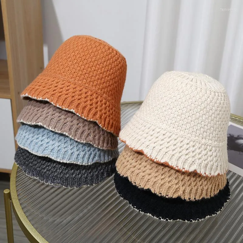 Berretti Cappello a secchiello Donna Autunno e inverno Pescatore Mostra viso Piccolo berretto di lana calda protezione per le orecchie Bacino a cupola