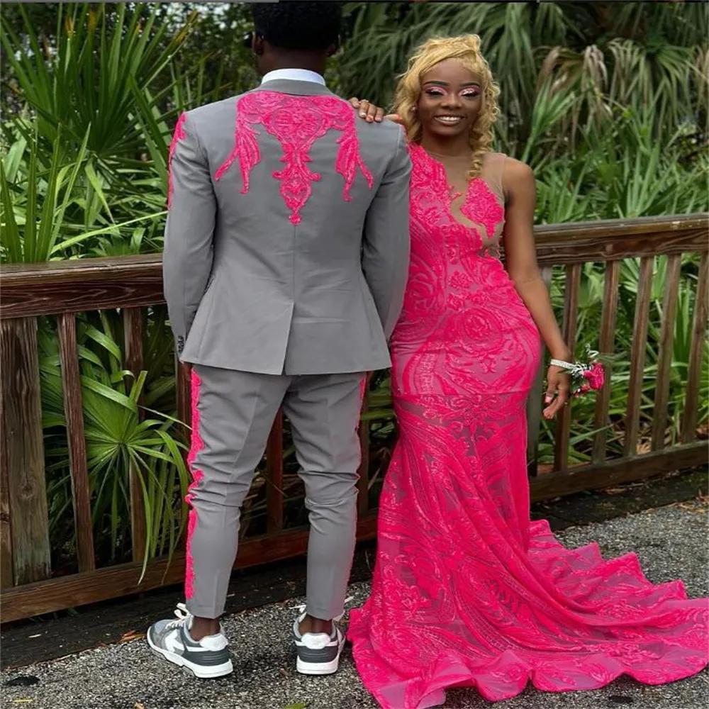 Black and pink evening gowns best sale
