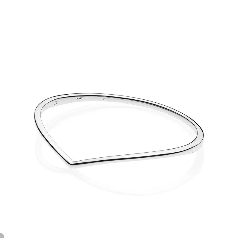 Polished Wishbone Bangle Bracelet For Pandora Authentic Sterling