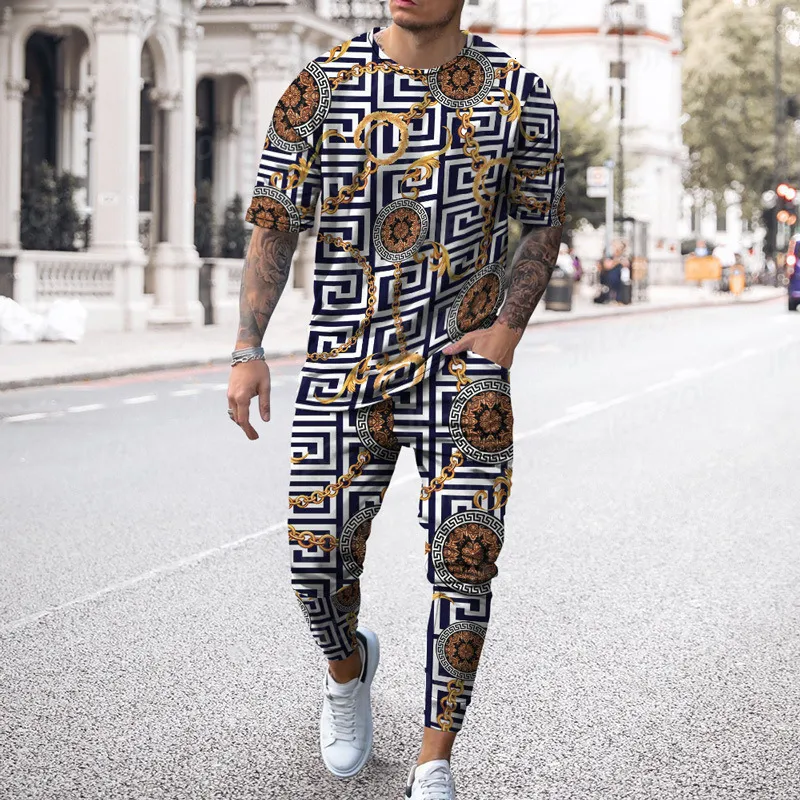 Tute Da Uomo Moda Estate Set Da 2 Pezzi Magliette Oversize Joogers