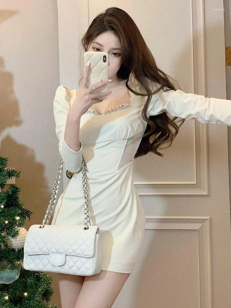 Korean Fashion Womens Y2K Kawaii Korean Party Dress Elegant, Solid, And  Slimming For Spring 2023 From Luolinko, $36.29