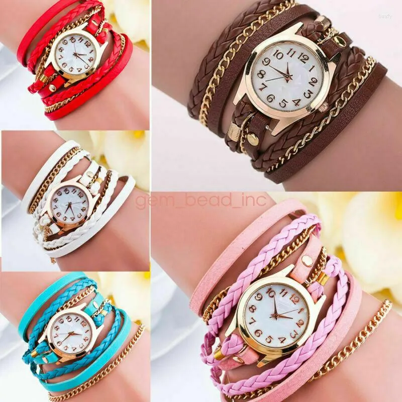 Wristwatches Women Quartz Wristwatch Watches 2023 Watch Woven Bracelet PU Leather Winding Analog Fashion Luxury