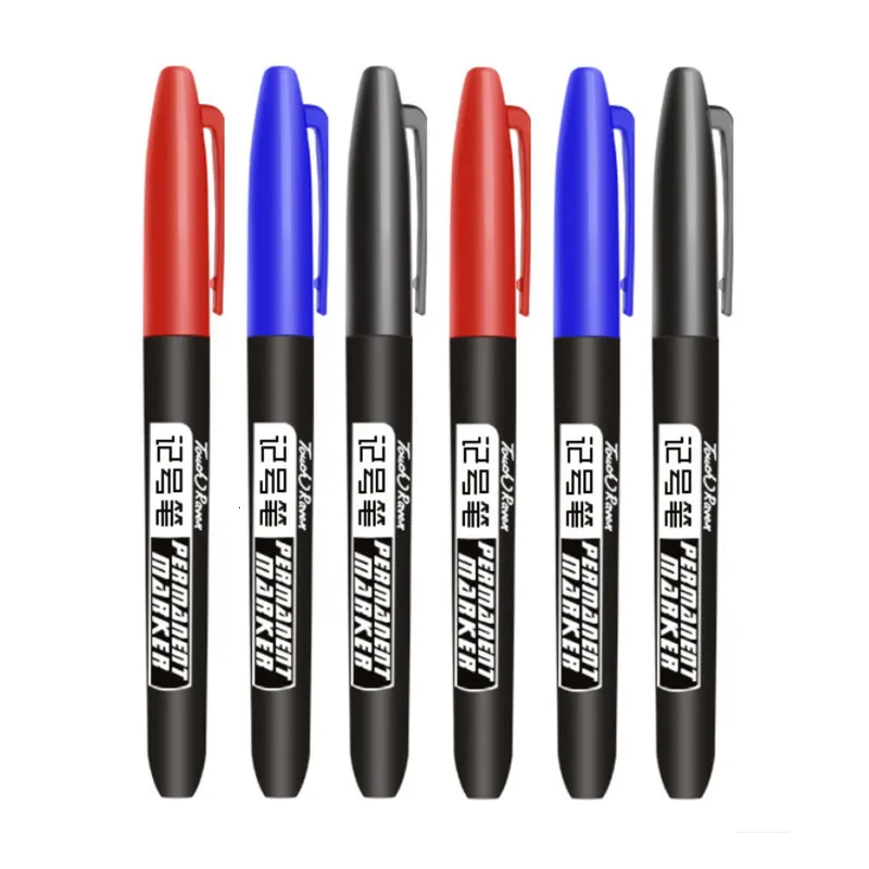 Marqueurs 3 pcsSet stylo permanent encre étanche pointe fine noir bleu rouge huile 15mm bout rond stylos de couleur 230503