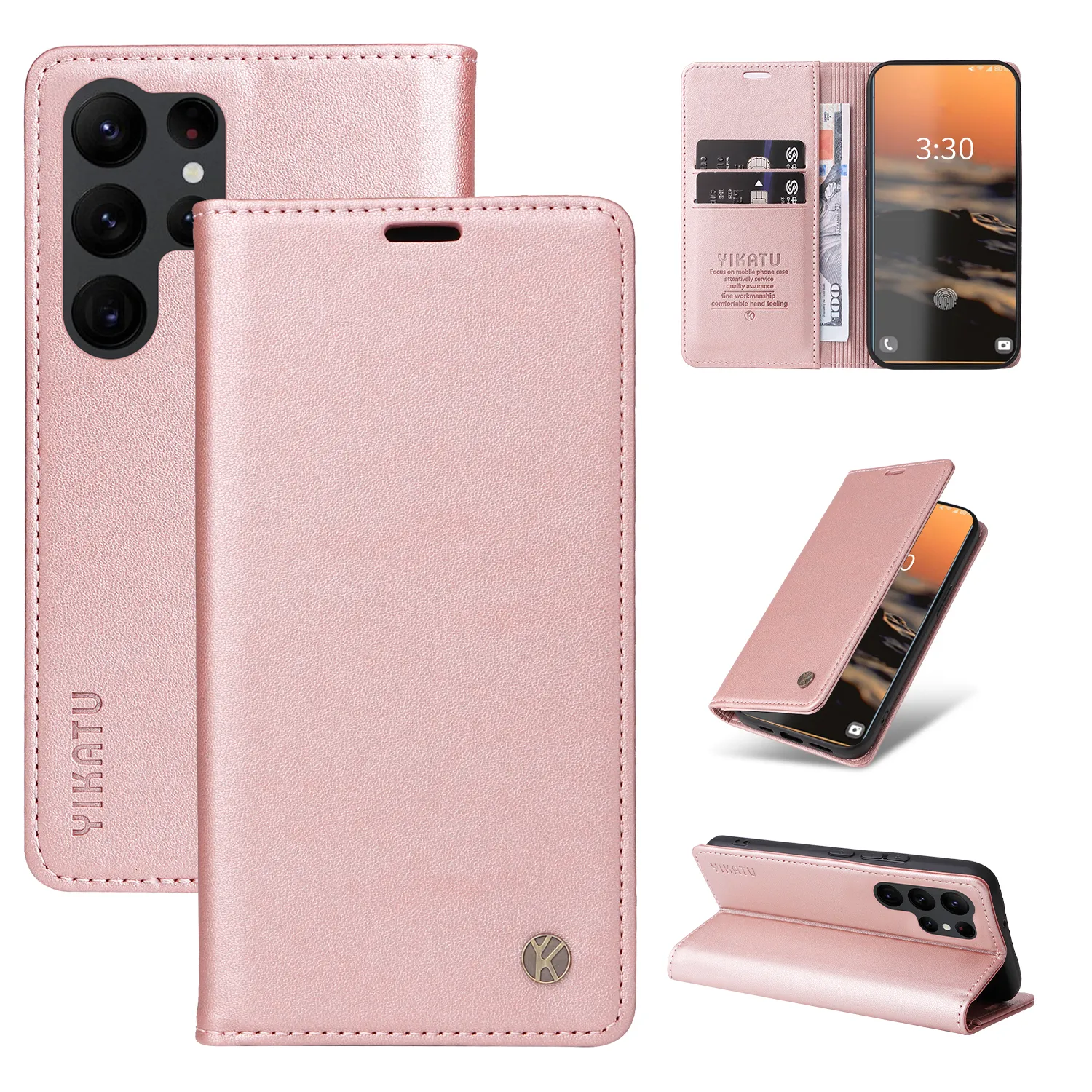 PU Leather Matte Flip Stand Wallet Cases for Samsung Galaxy S23 Ultra S22 Plus S21 S20 Note 20 Shockproof 2 Card Slots Holder Phone Cover