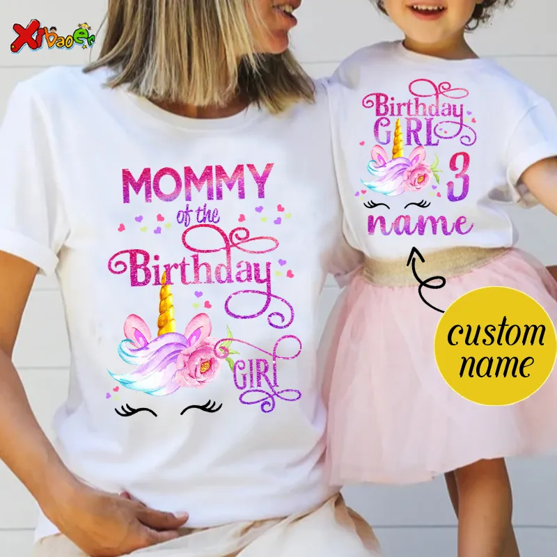 Familie matching outfits eenhoorn eenhoorn verjaardagshirt meisje feestkleding outfit kinderen gepersonaliseerde naam sets famili t 230504