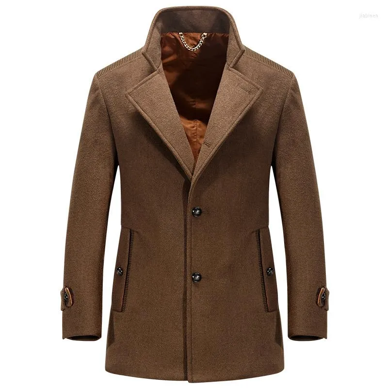 Men's Trench Coats 2023 Men Wool Blends Winter Man Coat Brand Overcoat Fashion Design Slim Fit Business Suit Jackets