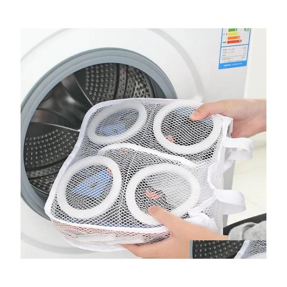 Borse per biancheria Au Hanging Dry Sneaker Scarpe in rete Protect Wash Hine Home Storage Organizer Accessori Forniture Gear Roba Prod Drop De Dhfxt